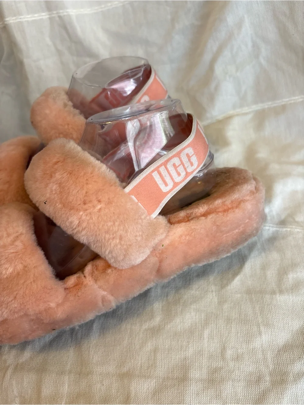 UGG Oh Yeah Sheepskin‎ Slides Slingback Pop Coral